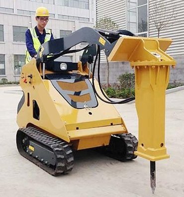 HIXEN mini track skid steer loader for breaking with hammer