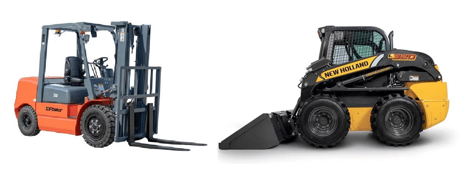 Photograph of a skid steer loader and a forklift